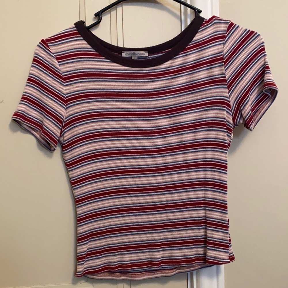 striped crop tee
